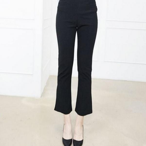 와이드 스판 부츠컷 여성 바지 빅사이즈 데일리 밴딩