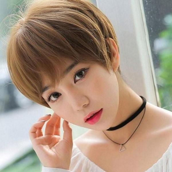 내추럴 통가발 여성 컷 숏 보브 가발