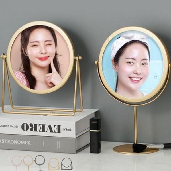 스탠드 회전 데스크 화장 메이크업 360도 거울 탁상