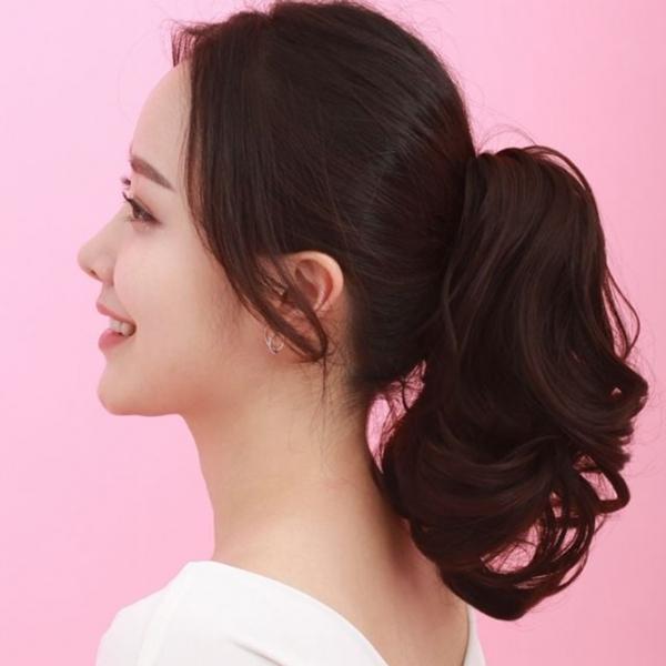 하이 포니테일 가발 여성 내추럴웨이브 헤어 풍성한 머리 집게