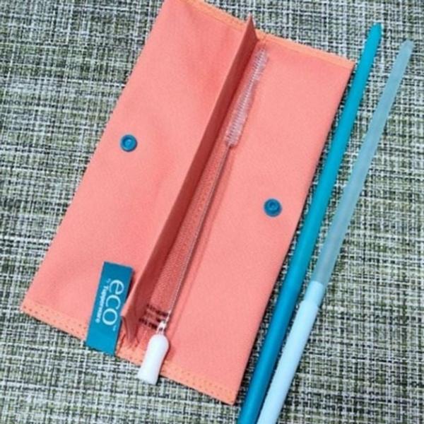 구성품 여행용 스트로우 재사용 빨대 실리콘 분리형 휴대용 세척솔