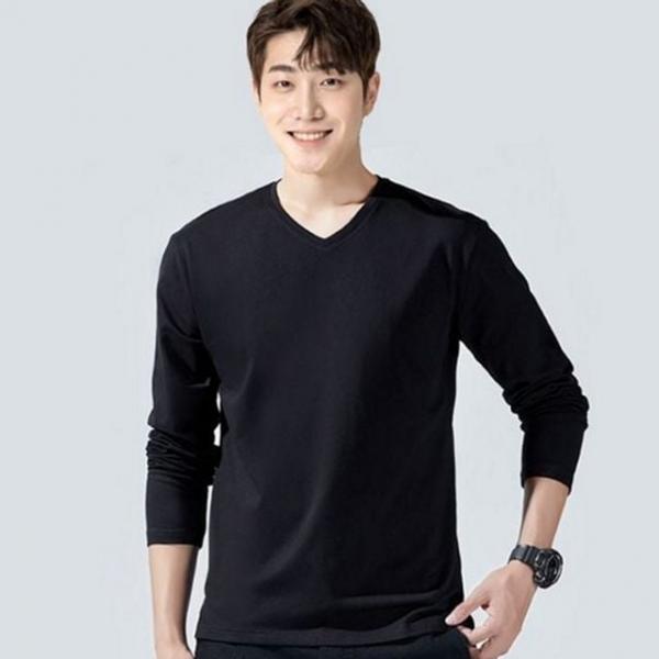 팔 티셔츠 브이넥 레이어드 남성 긴 이너 데일리
