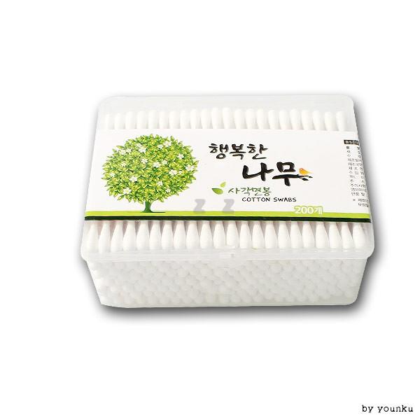 행복한 나무 사각면봉 -PP 케이스형 면봉 화장면봉