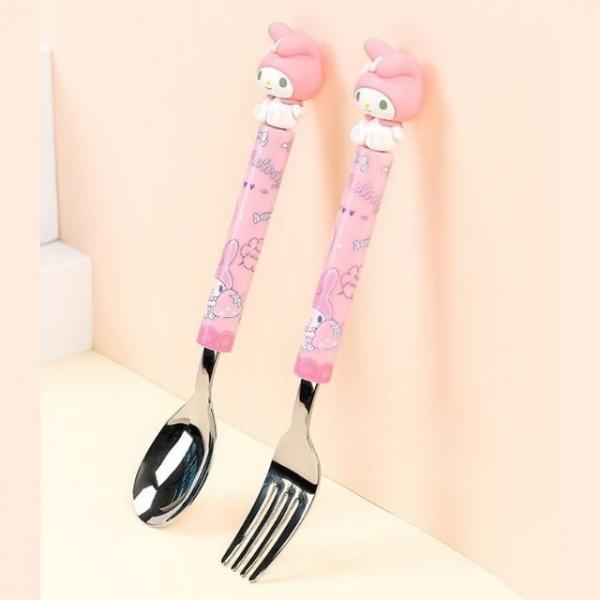 마이멜로디 피규어 수저 포크 세트 1P 커트러리 홈카페 어린이 식기 스푼