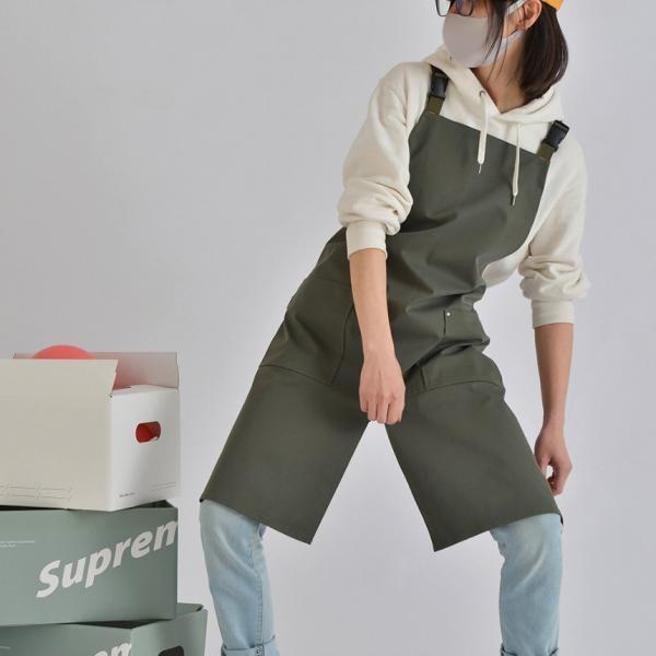 메르올린 카키 남여공용 앞트임 방수 앞치마 미용실 카페 바리스타 주방 어린이집 에이프런 빅사이즈