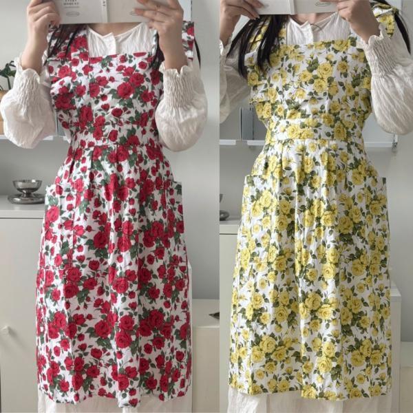 메르올린 프리미엄 순면 앞치마 미용실 카페 바리스타 주방 에이프런 어린이집 캔버스 빅사이즈 원피스