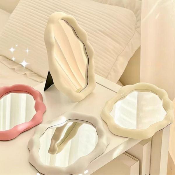 크림구름탁상거울 화장 탁상 책상 메이크업 벽걸이거울