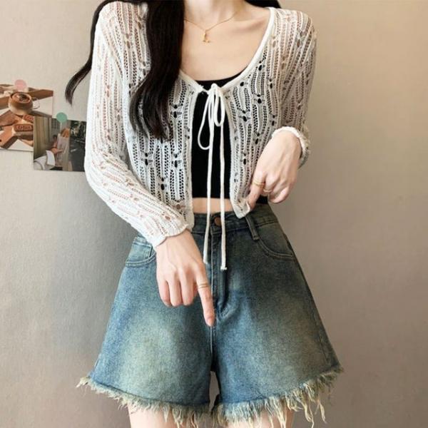 그물 니트 커버업 레이스 볼레로 가디건 비치웨어 크