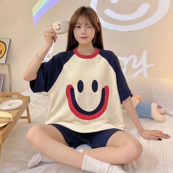 오버핏 반팔 스위티 홈웨어 상하의 세트 잠옷 집순이