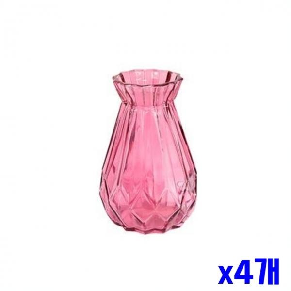 인테리어 유리 화병 소 핑크 x4개 인테리어소품 꽃병