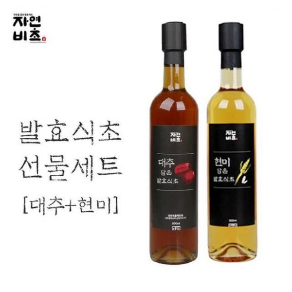 자연비초 식초선물세트(현미식초500ml+대추식초500ml)