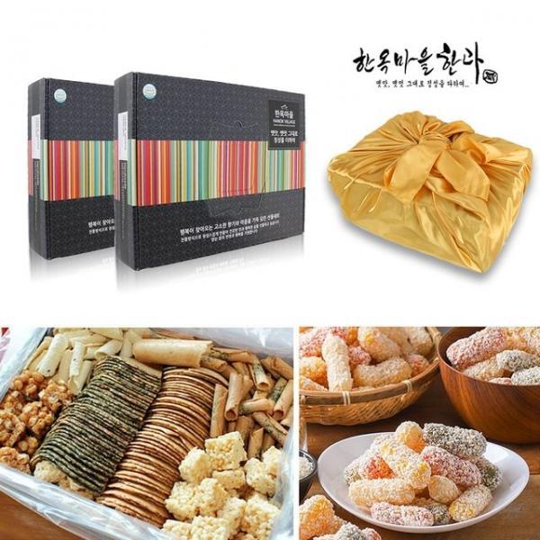 한과 전병+유과 선물세트 간식 한과 과자 보자기포장