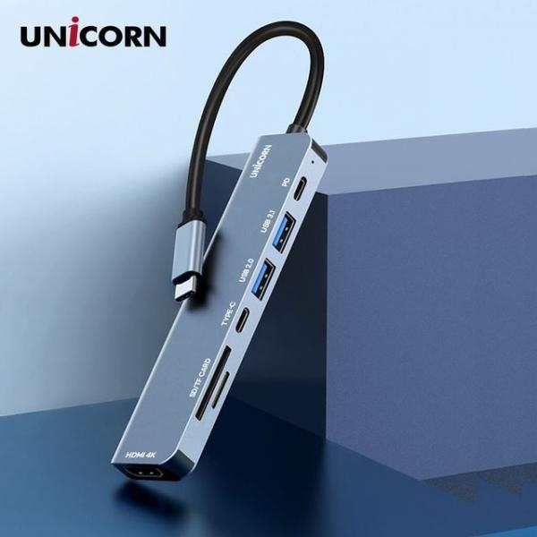 유니콘 7IN1 HDMI USB멀티허브 USB-C통신포트 TCH-P40