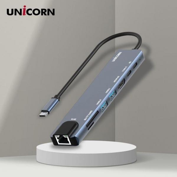 유니콘 8IN1 LAN포트 HDMI USB 멀티허브 TCH-L60