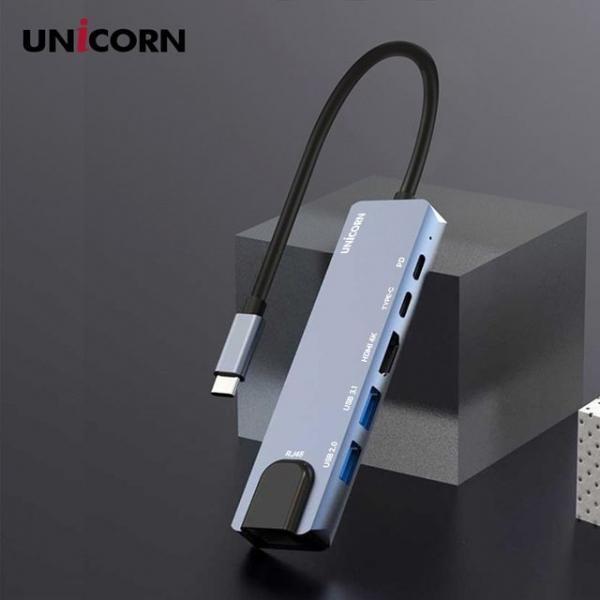 유니콘 6IN1 LAN포트 HDMI USB 멀티허브 TCH-L50
