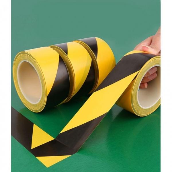 바닥 안전 표시 PVC 타이거 마크 테이프 검정 노랑 줄무 표시용 반사 스티커 가드
