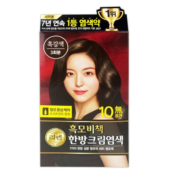 리엔 흑모비책 한방 새치염색크림 흑갈색 3회분 -TJ 리엔 염색 염색약 새치 새치염색 한방염색 미용실