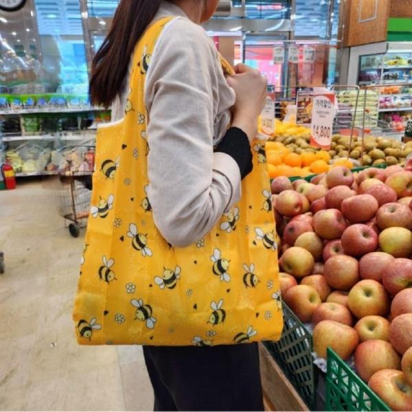 포켓장바구니 휴대용 접이식 장바구니 꿀벌 단체선물 행사선물