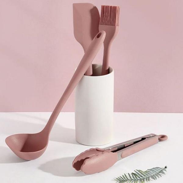 실리콘 주방 집게 빵 샐러드 집게 요리핀셋 핑크 27cm