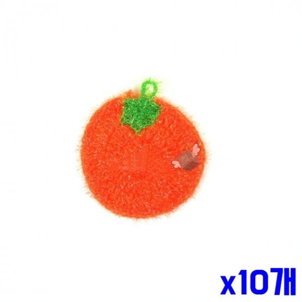 거품 잘 나는 아크릴 수세미 오렌지 x10개 주방소모품
