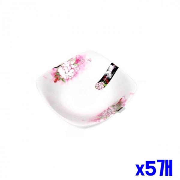 멜라민 재질 사각찬기 12.8x12.8x3.2cm x5개 주방접시