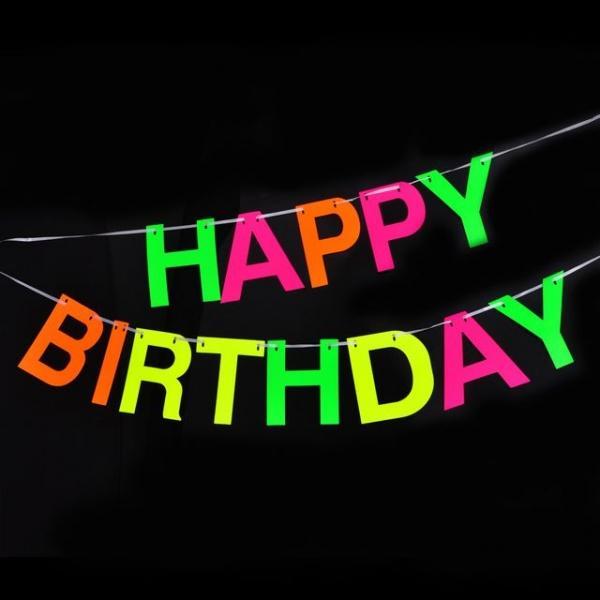 형광 파티 가랜드 생일 배너 생일 기념일 장식 데코