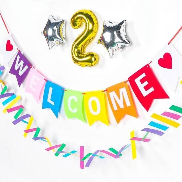 웰컴 파티 펠트 가랜드 WELCOME 장식 소품 배너 데코