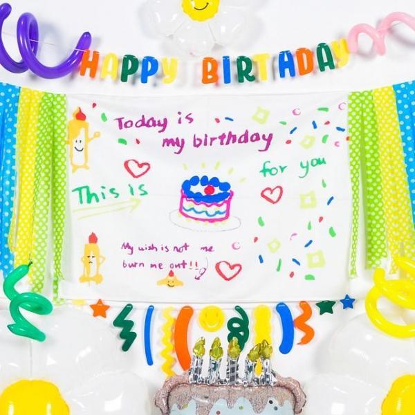 스케치 생일파티 현수막 A타입 장식 배너 가랜드