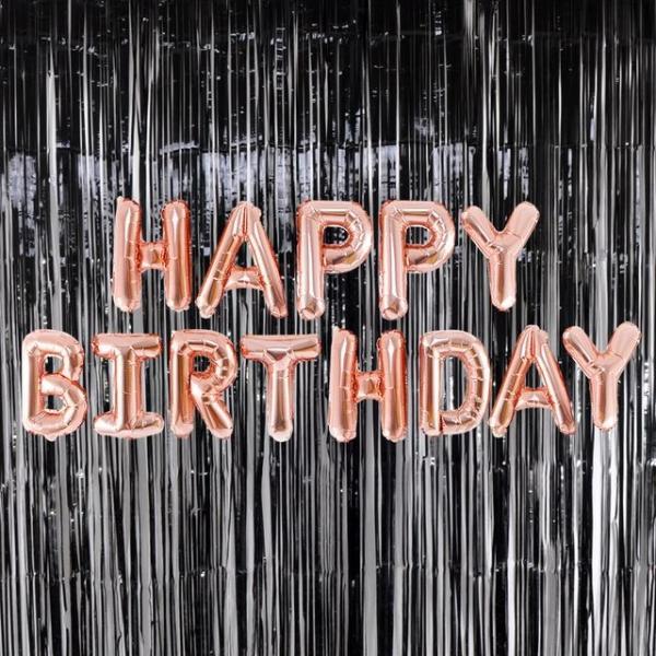 (은박풍선생일로즈골드+커튼블랙세트) 파티 기념일