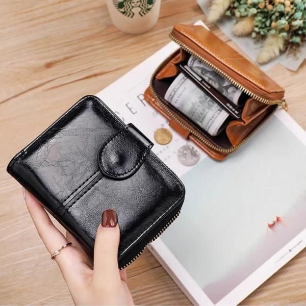 대용량 남녀 공용 데일리 가죽반 심플 지갑 지퍼
