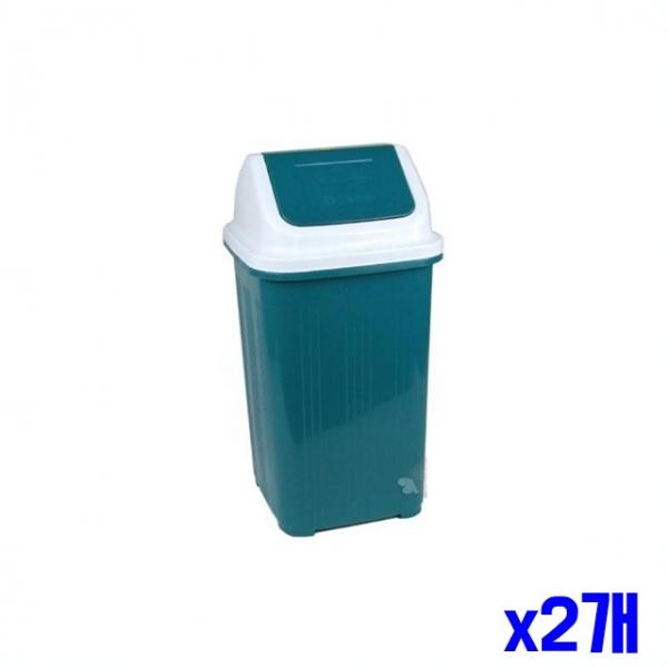 부드러운 뚜껑 사각 휴지통 24x24x46cm x2개 쓰레기통