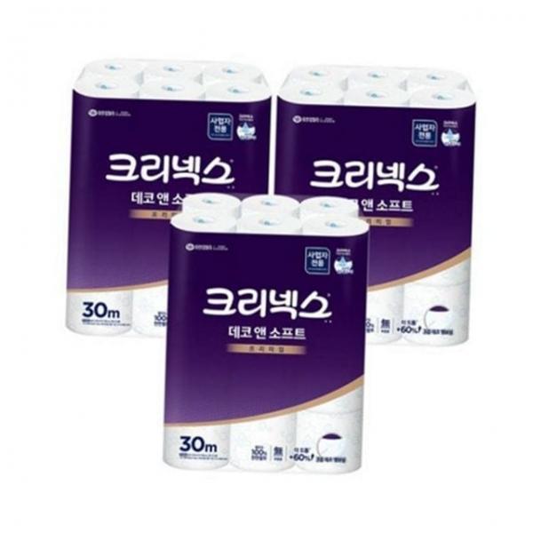 두루마리화장지 72 가정용 개별포장 부드러운 롤 30m
