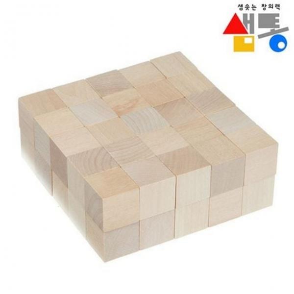 쌓기나무 자작 정육면체 큐브 원목 3cm 어린이 50p