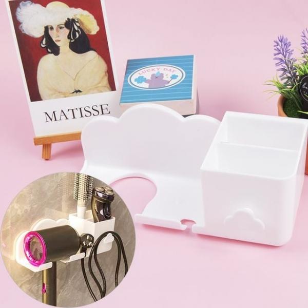 무타공 수납형 헤어 걸이대 드라이기 보관 거치대 깔끔한 1P