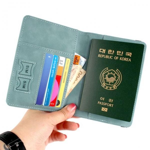 여행 가죽 여권커버 민트색 여권 케이스 트레블월렛 민트