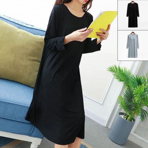 라운드넥 데일리 여성 노브라 원피스 LED-RSIS-101