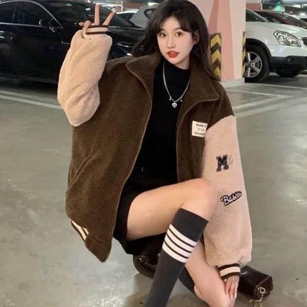 캐주얼 양털 후리스 여성 바시티 야구점퍼 LK-J022