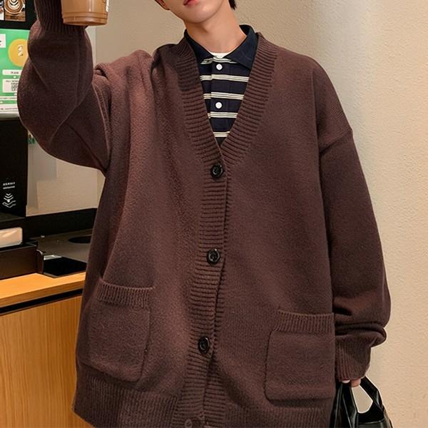 버튼 포켓 남성 3컬러 박시핏 와이드 가디건 IS-JK63