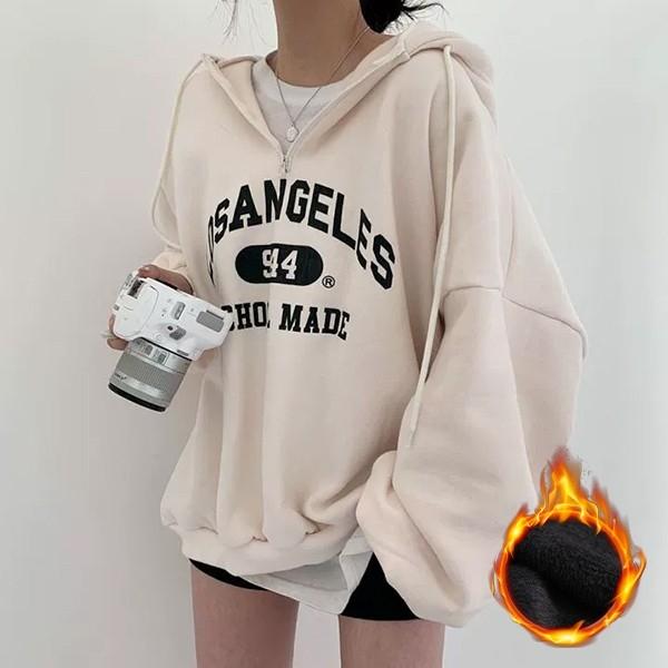 빈티지 여성 레터링 2컬러 기모 후드티 LK-T010