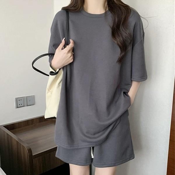 2컬러 데일리 여성 미니멀무드 반팔 셋업 LK-SS23