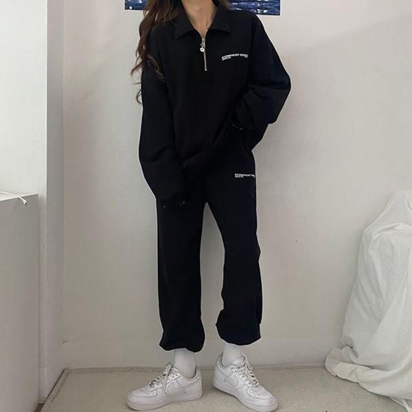 2컬러 LK-SS82 여성 반집업 세트 운동복 데일리