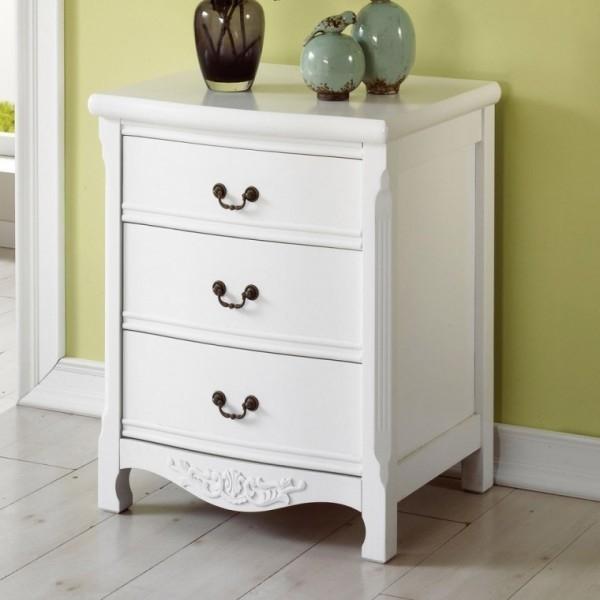 B2819 원목 엔틱 3단 서랍 수납장 화이트 가구산책 600