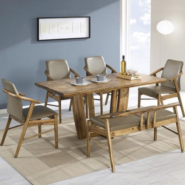 B4282 6인용 벤치의자 원목 가구산책 세트 식탁