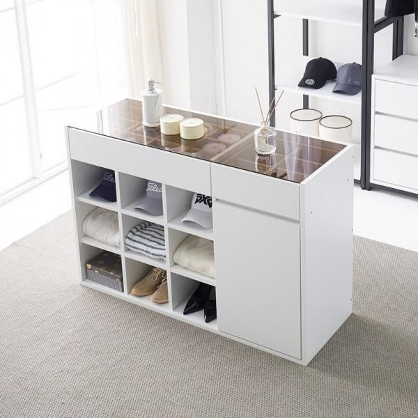 화이트 오픈수납장 드레스룸 1200 가구산책 RC019 아일랜드시스템