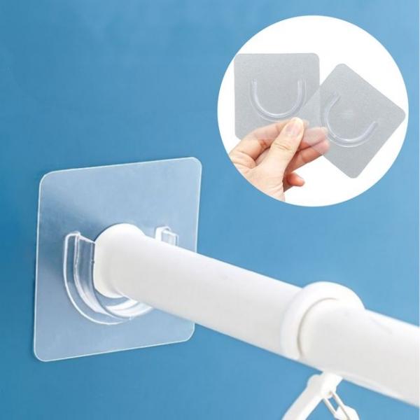 무타공 압축봉 커튼봉 브라켓 거치대 고정 스티커 2P