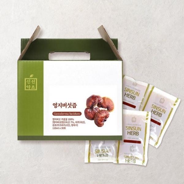 신선약초 국내산 영지버섯즙 진액 110ml 30포 선물세트