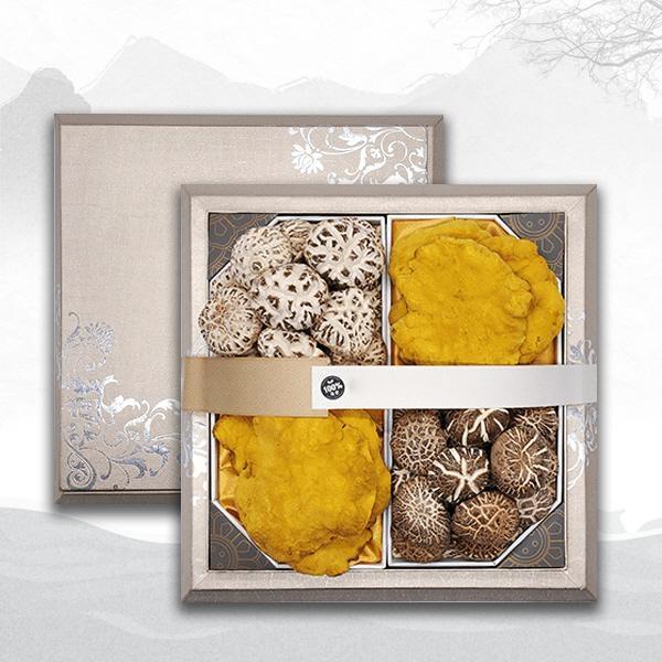 표고버섯 명품잎새 선물세트 백화고 120g+흑화고 110g+상황버섯 50g+상황버섯 50g