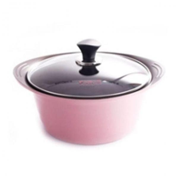 세라믹 냄비 라면 양수 냄비 핑크 11x24cm 주방 편수 양수 곰솥 세라믹 코팅 냄비 전골