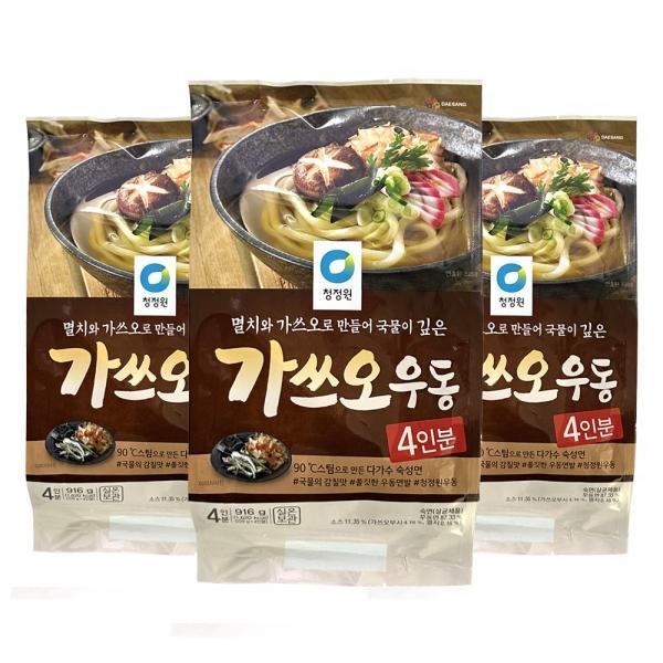 청정원 멸치 국물이 깊은 가쓰오 우동 916g 4인분 3개