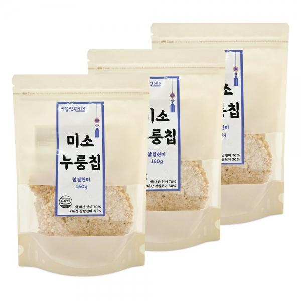 맛뜰정원  찹쌀현미  미소 누룽칩 160g x 3개 식사대용